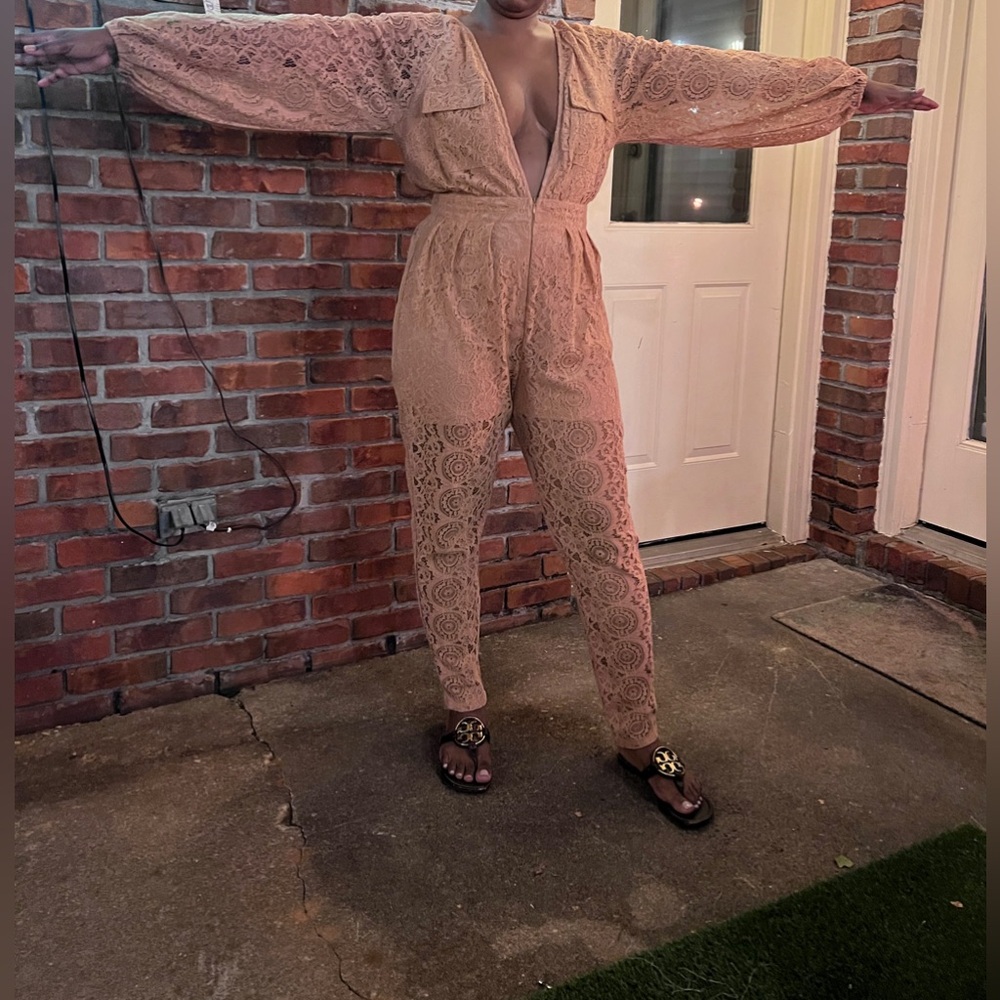 Lace low cleavage jumpsuit